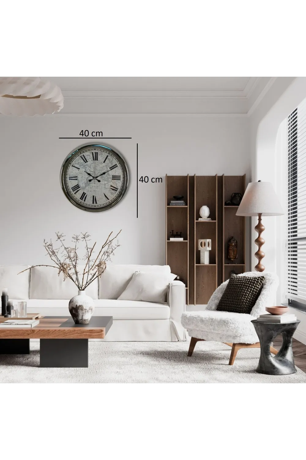 Atlas Silver 40 Cm Metal Duvar Saati