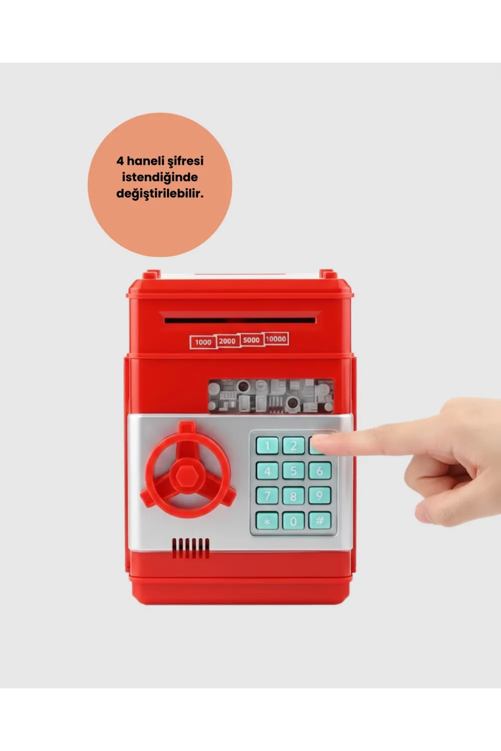 Atm Görünümlü Kırmızı Elektronik Şifreli Kumbara