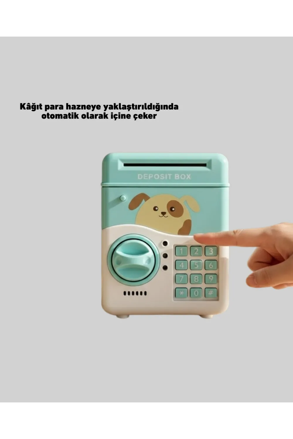 Atm Görünümlü Su Yeşili Otomatik Para Çeken Şifreli Kumbara