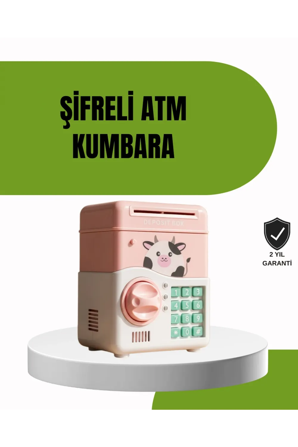 Atm Tasarımlı Pembe Işıklı Sesli Çocuk Kumbarası