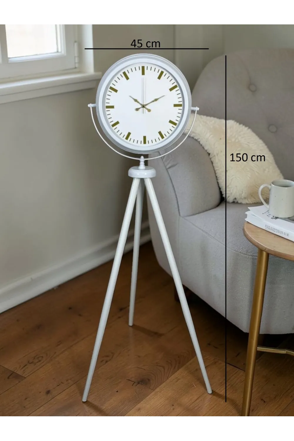 Aura Beyaz Tripod Ayaklı Saat