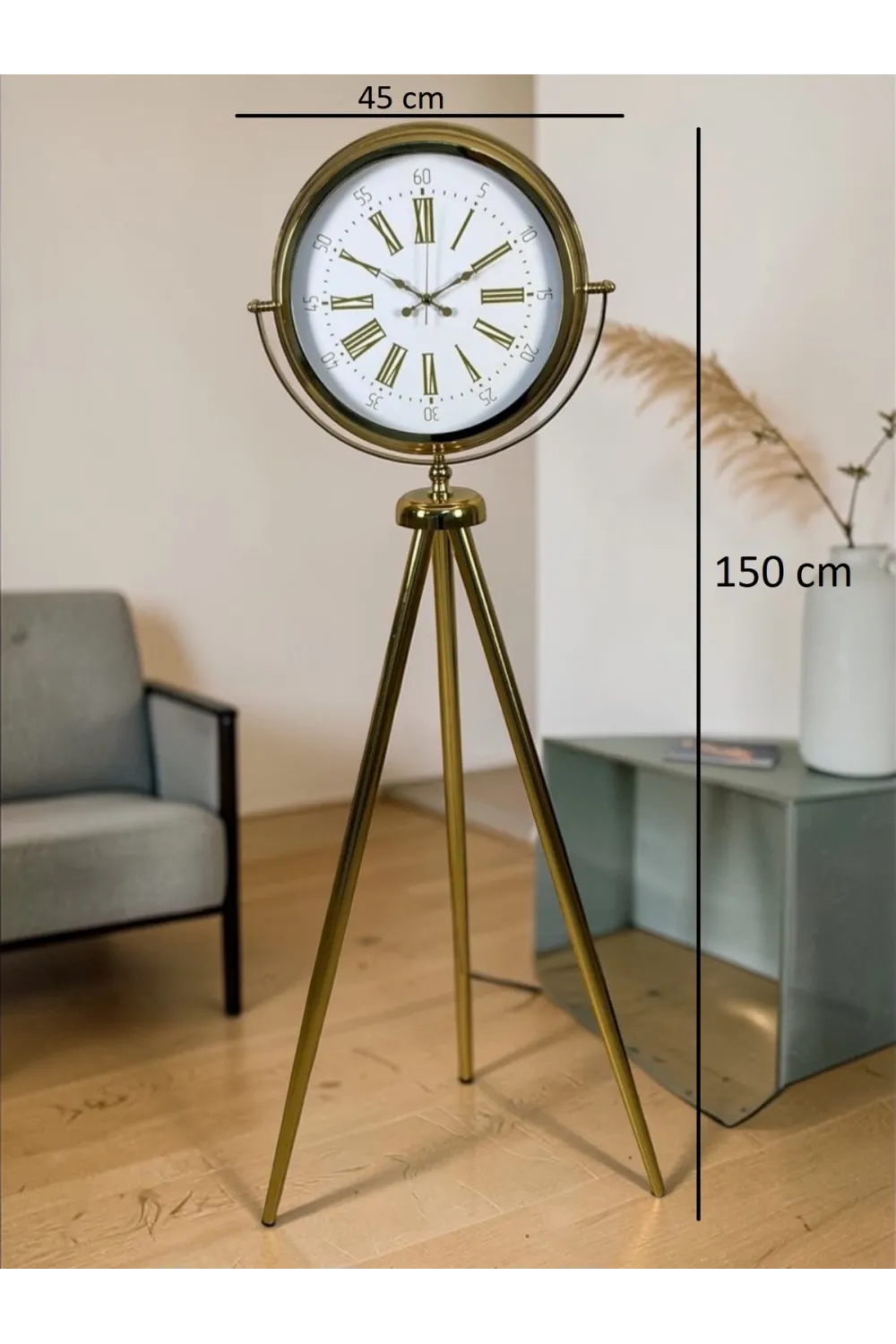 Aura Gold Tripod Ayaklı Dekoratif Saat