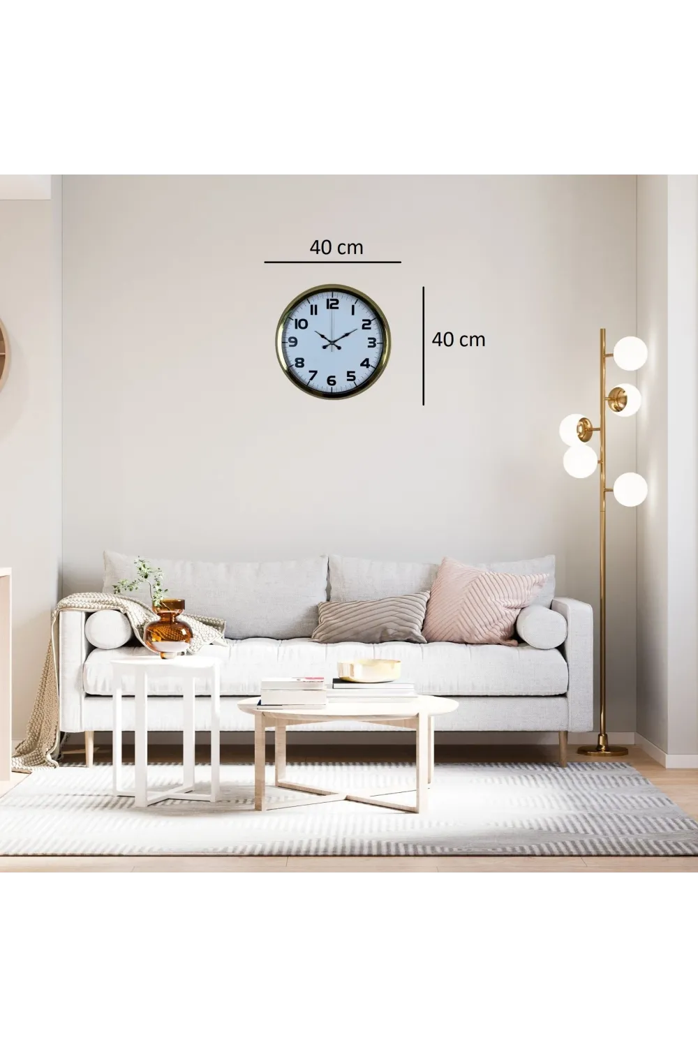 Aurelia Gold 40 Cm Metal Duvar Saati