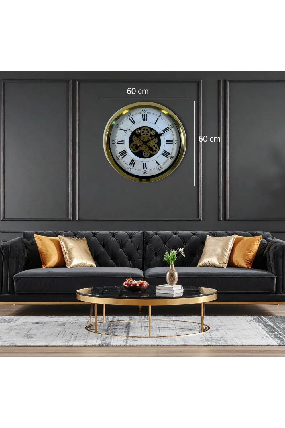 Aurelius Gold 60 Cm Çarklı Duvar Saati