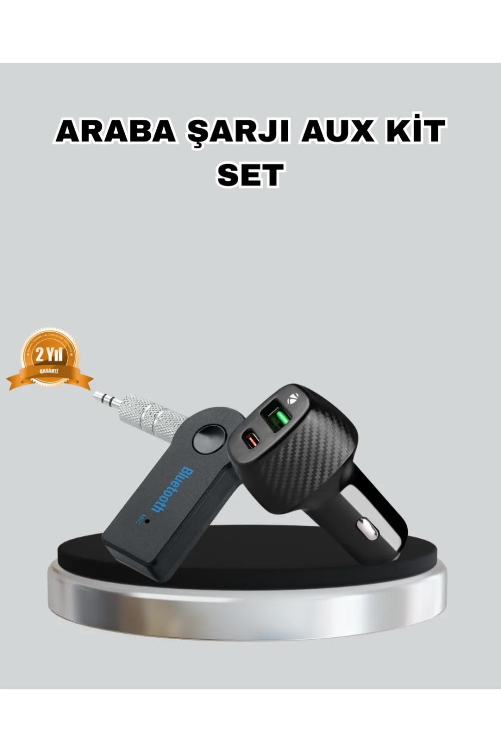 Aux Bluetooth Adaptör Ve 38w Hızlı Araç Şarj Cihazı Seti