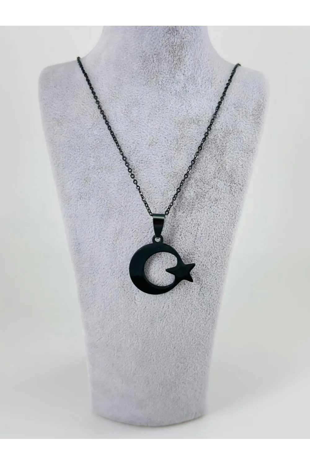Ay Yıldız Figürlü Çelik Erkek Kolye - Ekl0089