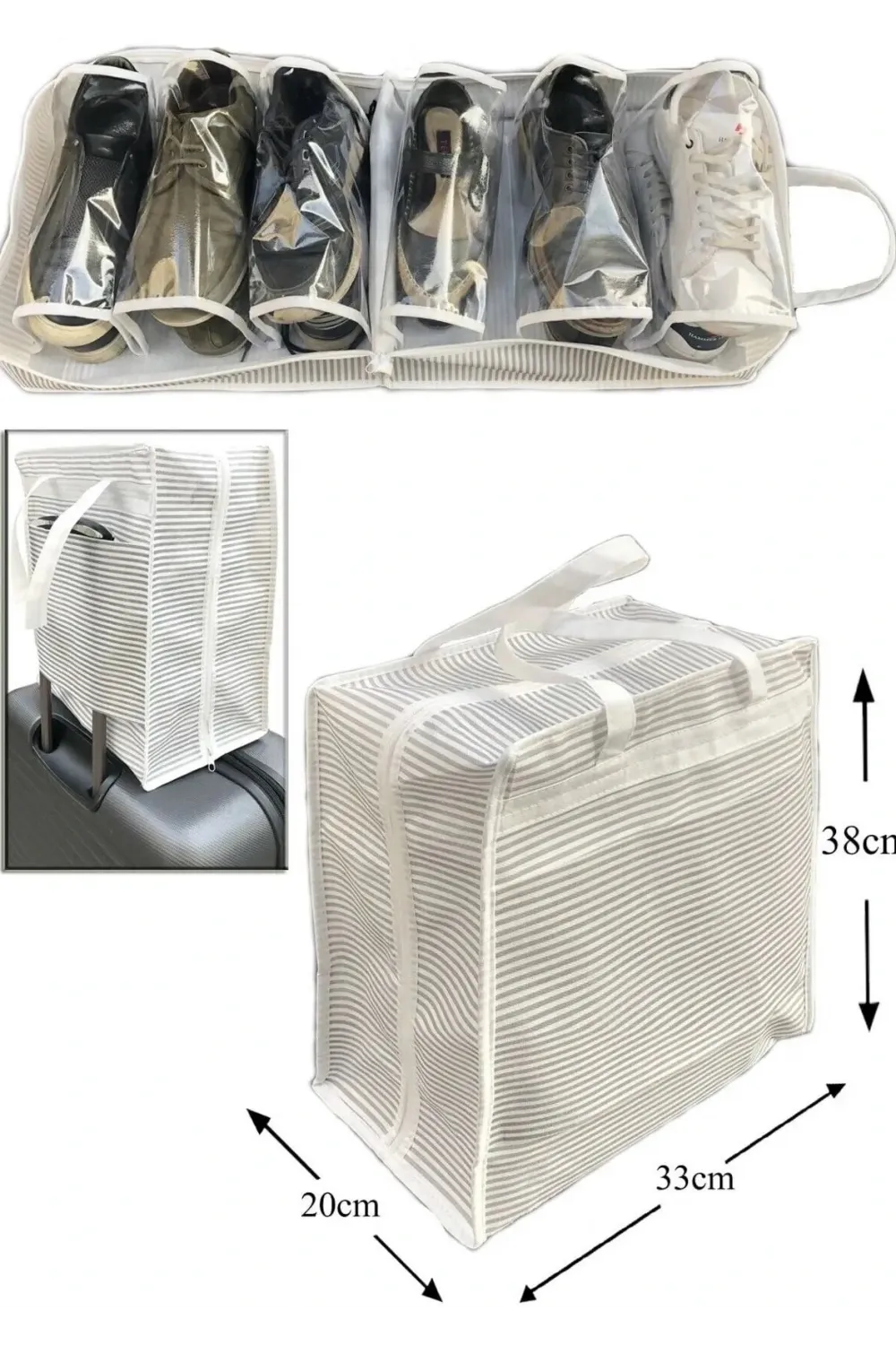 Ayakkabı Saklama Ve Taşıma Çantası (çizgili Model) Shoe Tote
