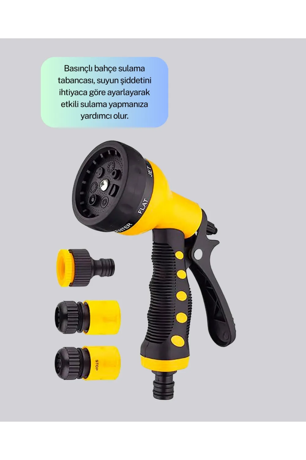 Ayarlanabilir Basınçlı 8 Modlu Bahçe Sulama Tabancası Hortum Aparatı