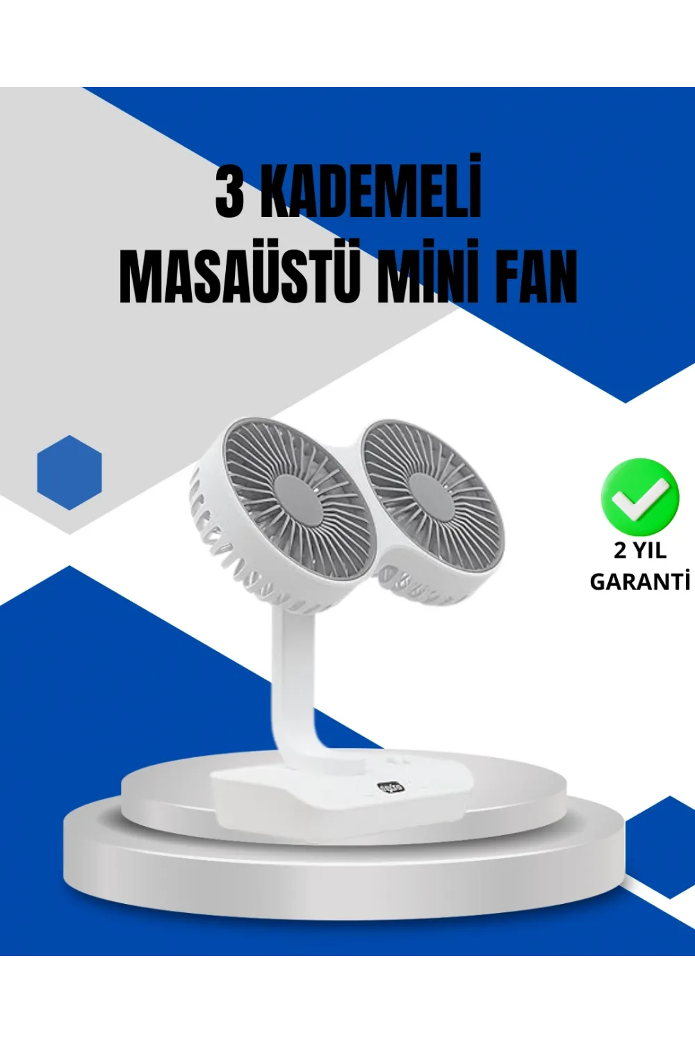 Ayarlanabilir Hızlı Çift Başlıklı Masaüstü Fan – Gece Lambalı Serinletici