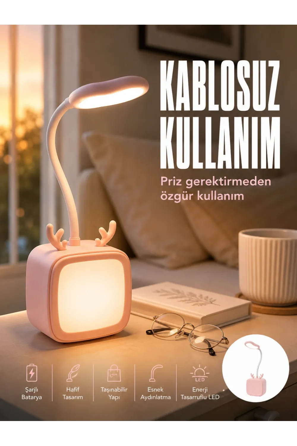 Ayarlanabilir Led Masa Lambası Şarjlı Modern Aydınlatma
