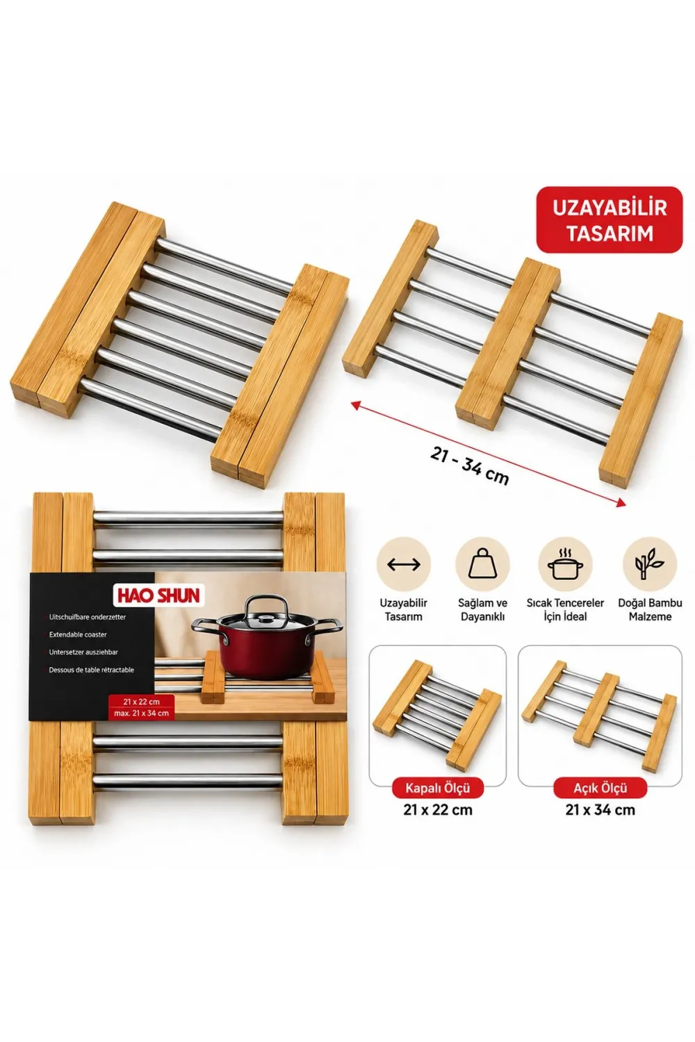 Ayarlanabilir Metal Nihale Bambu Ayaklı 21-34 cm