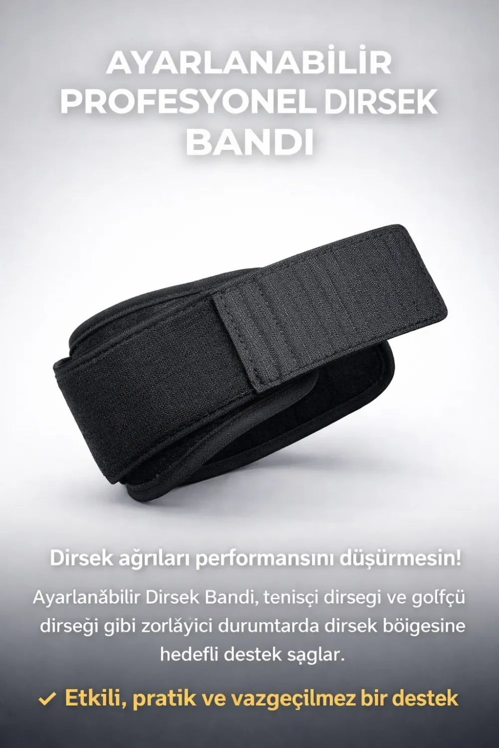 Ayarlanabilir Profesyonel Dirsek Bandı – Tenisçi & Golfçü Dirseği İçin Güçlü Destek