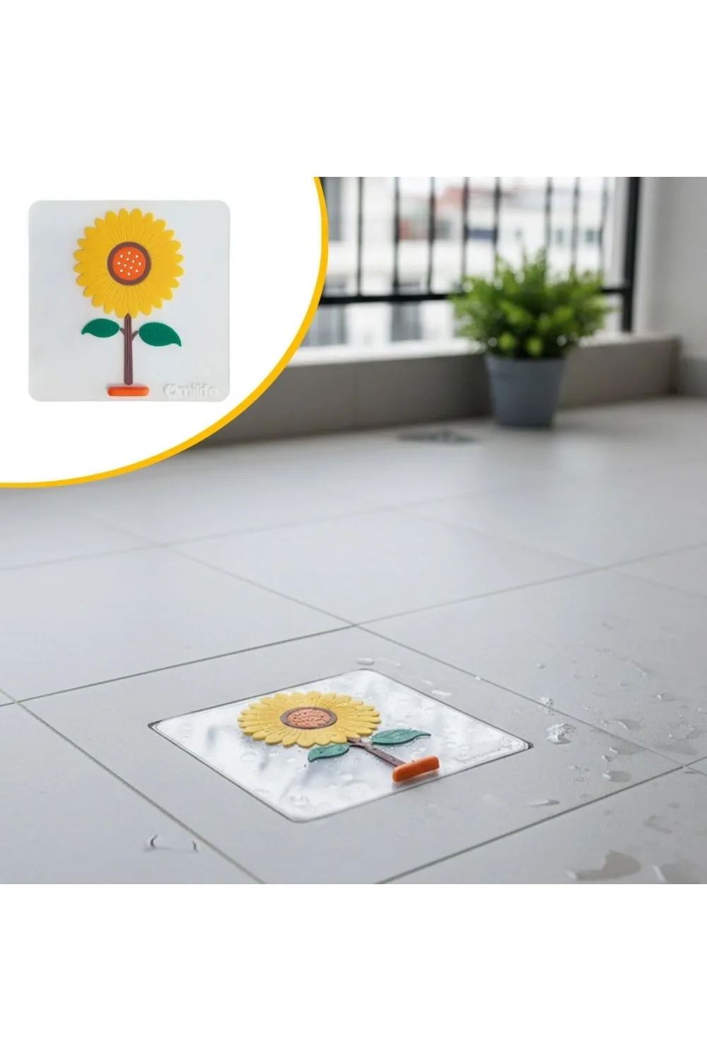 Ayçiçeği Tasarımlı Gider Koku Önleyici – Silikon Lavabo Gider Matı