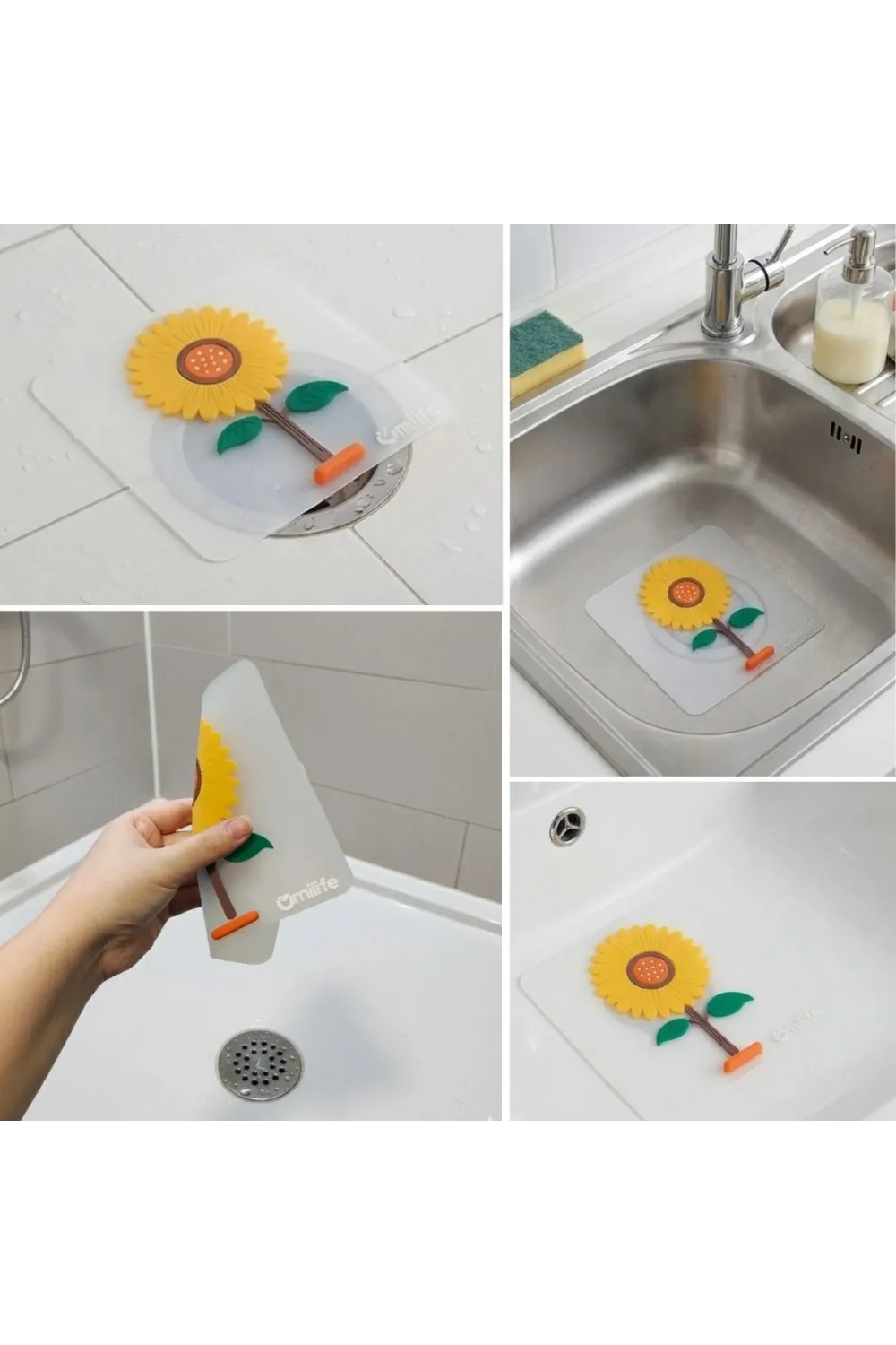 Ayçiçeği Tasarımlı Gider Koku Önleyici – Silikon Lavabo Gider Matı