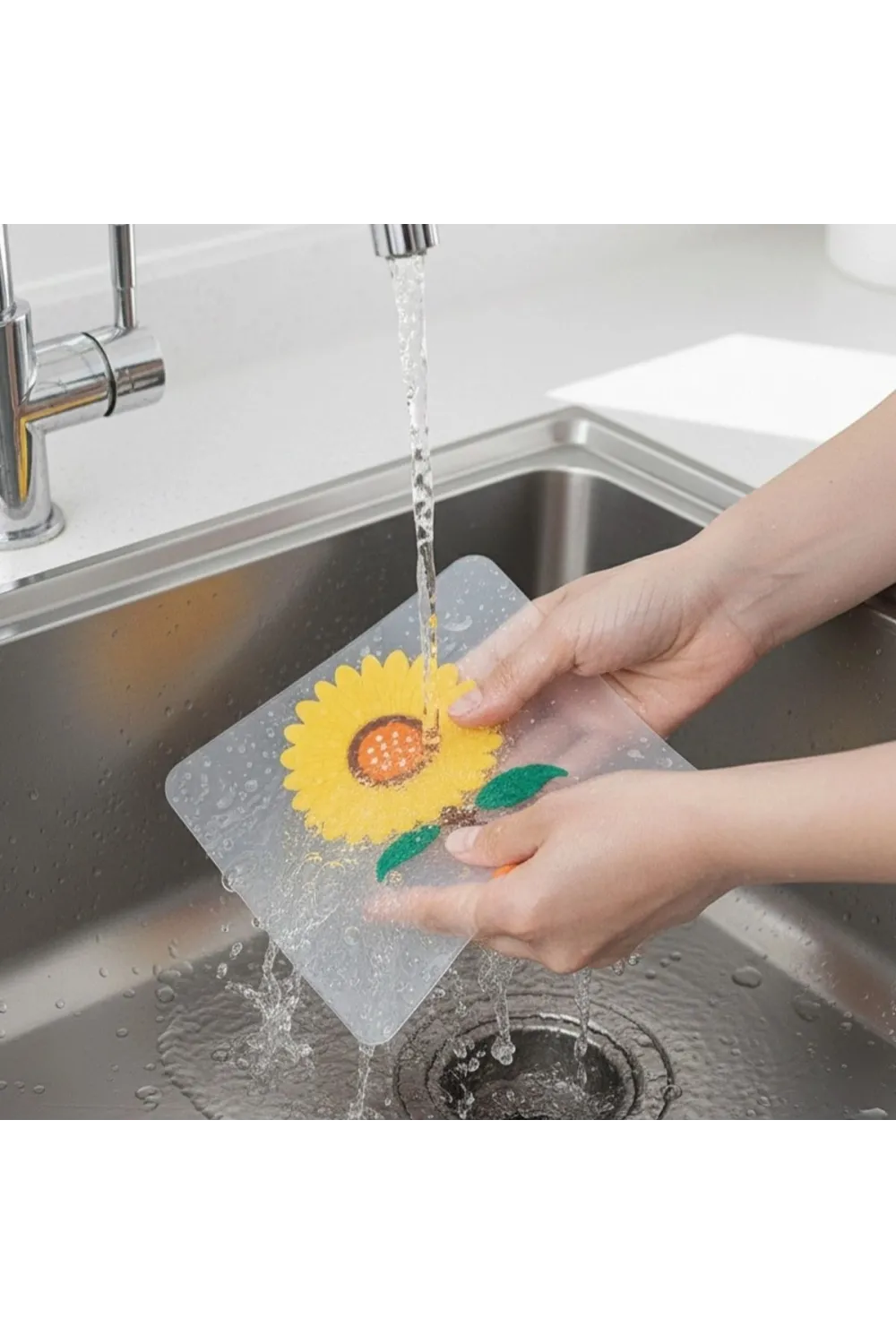 Ayçiçeği Tasarımlı Gider Koku Önleyici – Silikon Lavabo Gider Matı