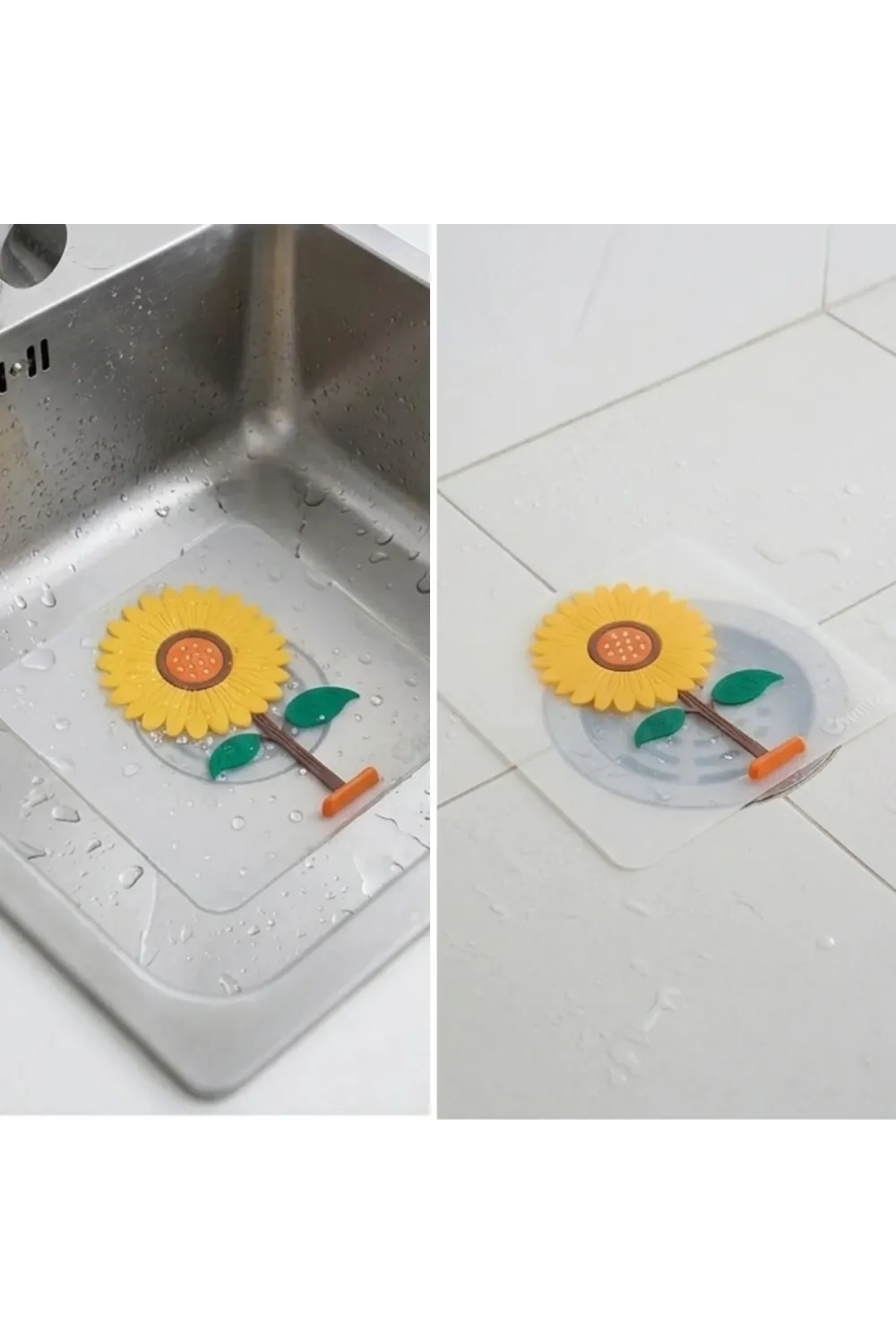 Ayçiçeği Tasarımlı Gider Koku Önleyici – Silikon Lavabo Gider Matı