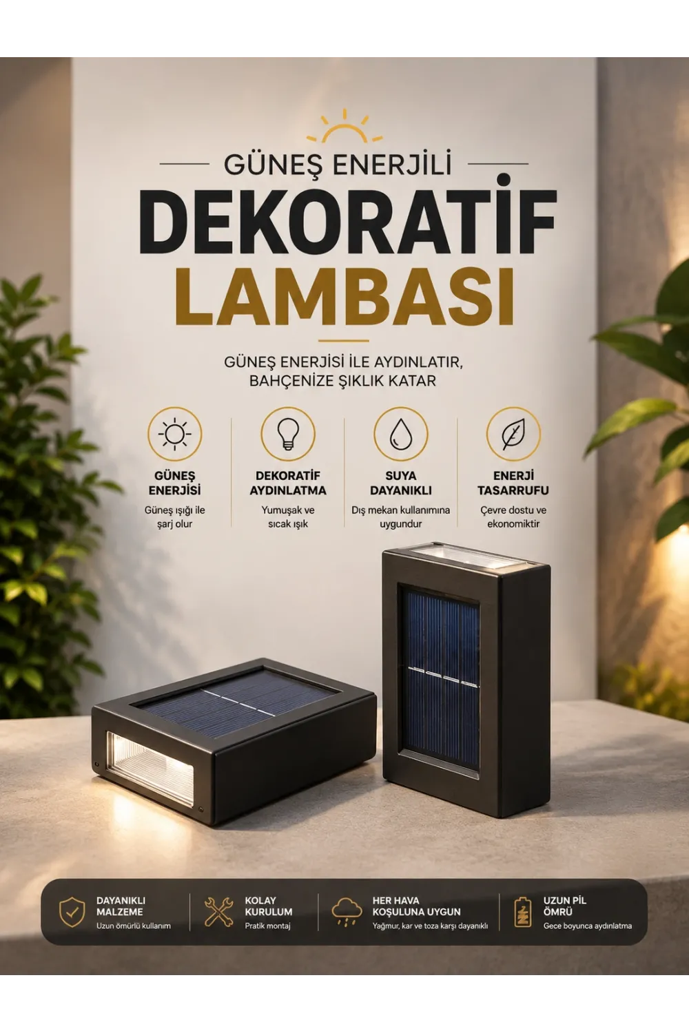 Bahçe Aydınlatması Solar Güneş Enerjili Dekoratik Led Işıklı Lamba