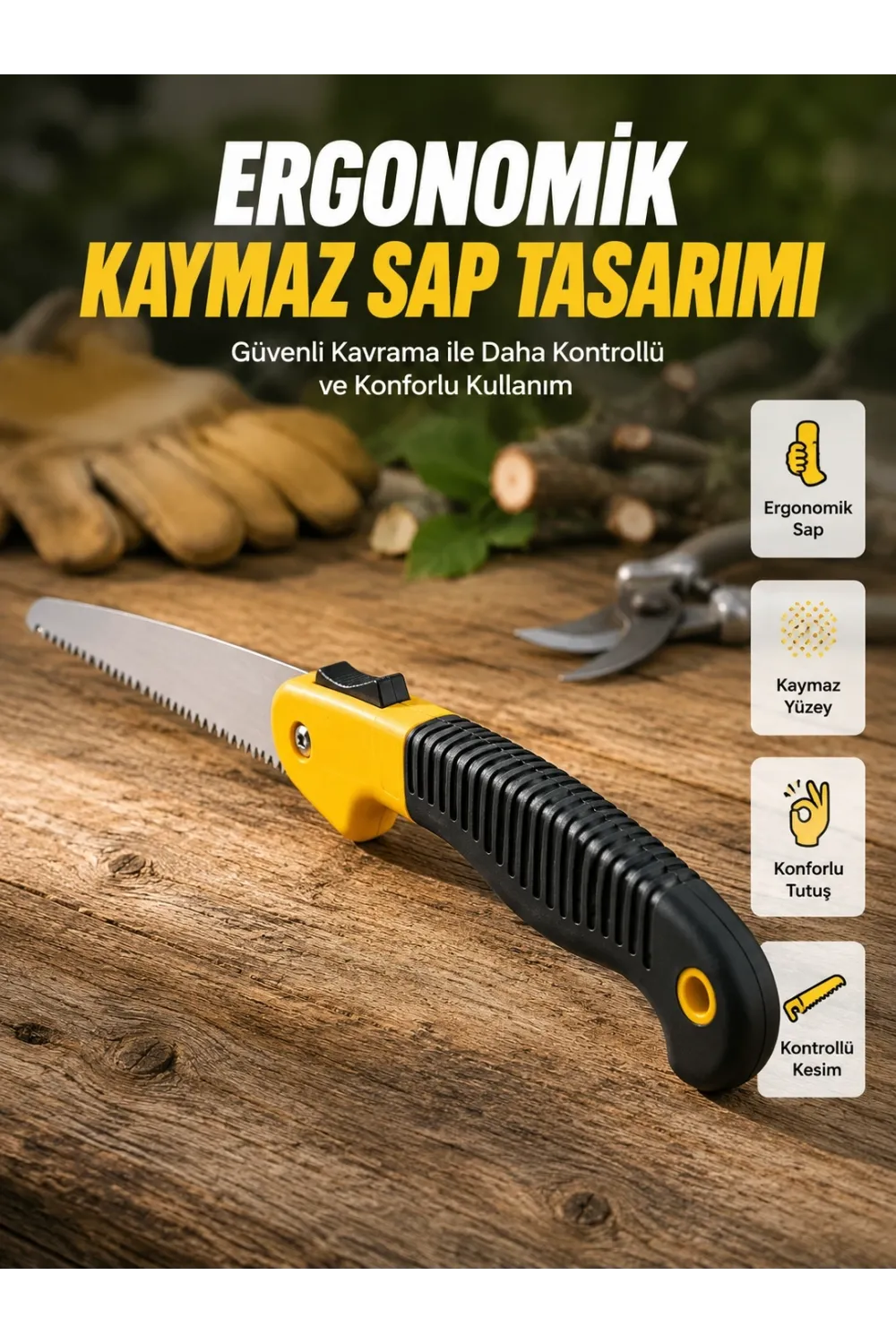 Bahçe ve Odun Kesimi İçin Katlanır El Testeresi