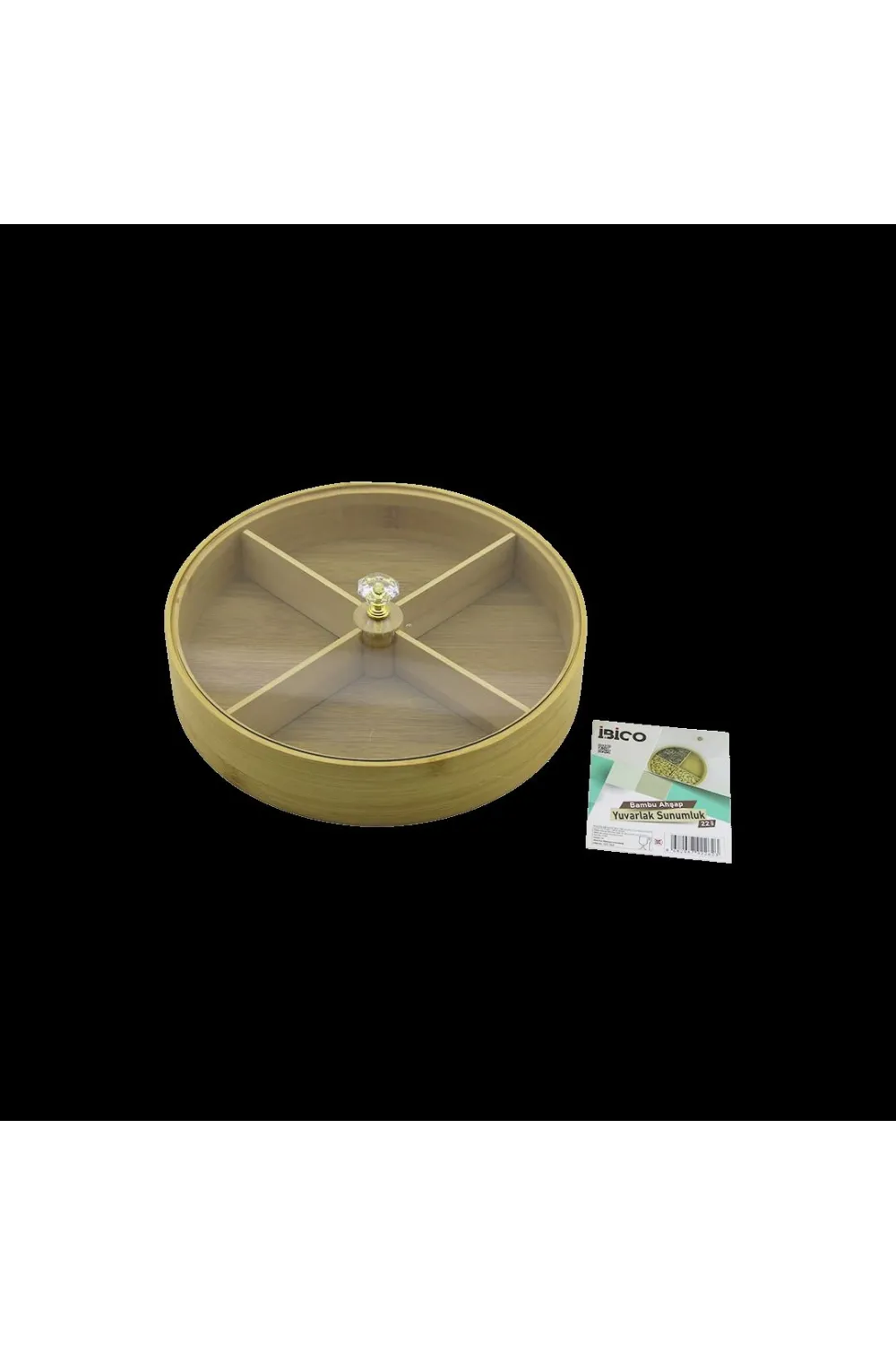 Bambu 4 Bölmeli Kapaklı Servis Sunum Kutusu 22 cm