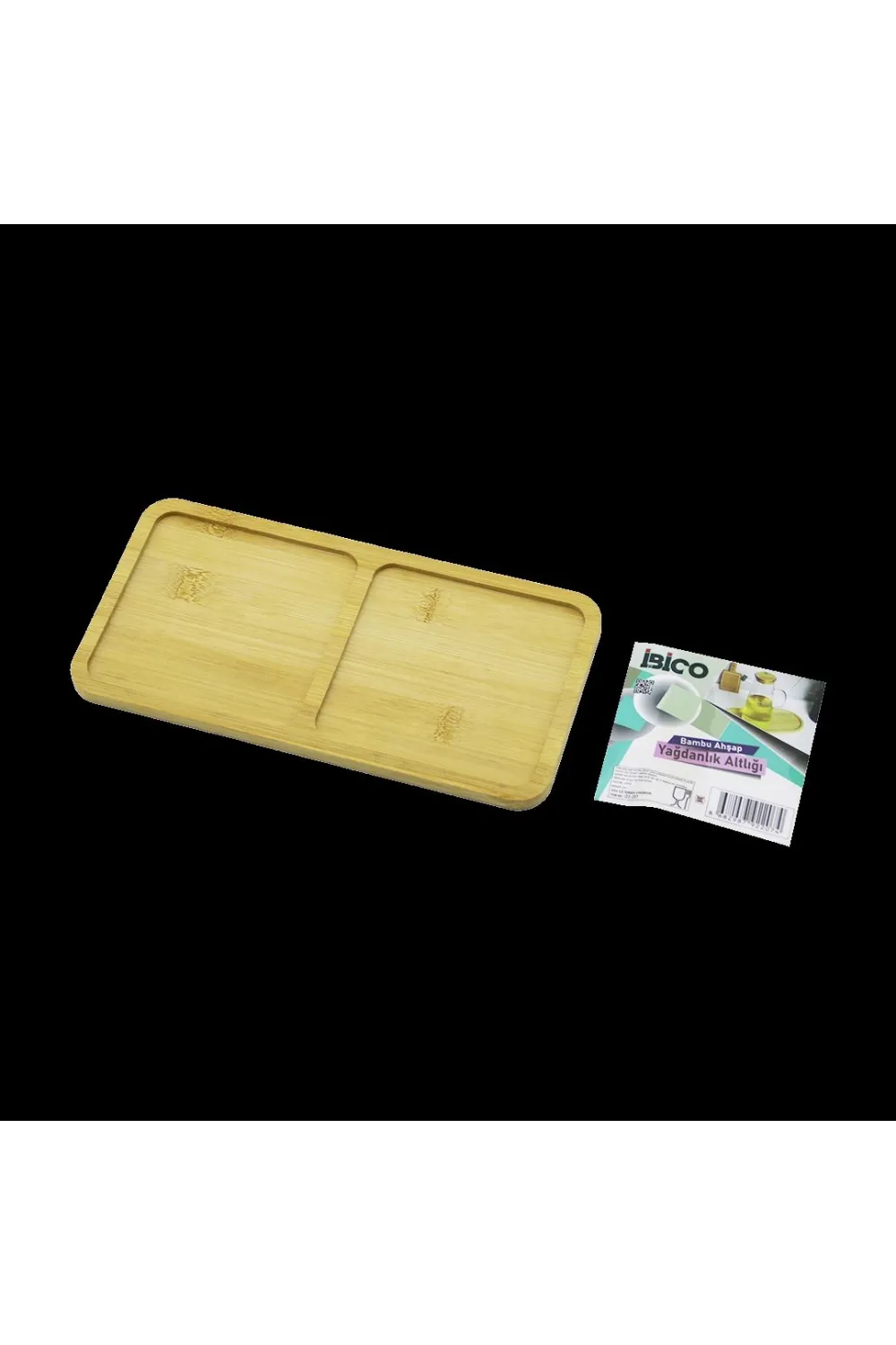 Bambu Ahşap 2 Bölmeli Dikdörtgen Mini Tepsi - 12x23.4 cm