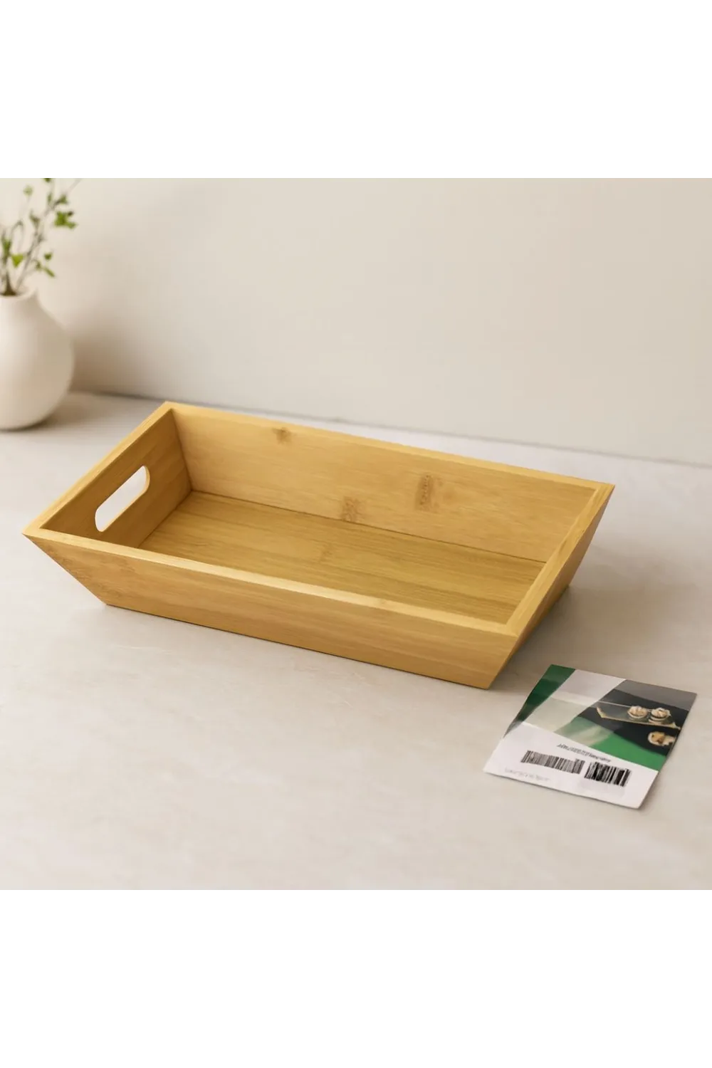 Bambu Dikdörtgen Sunum Tepsisi 16x30x4.5 cm (Çift Kulplu)