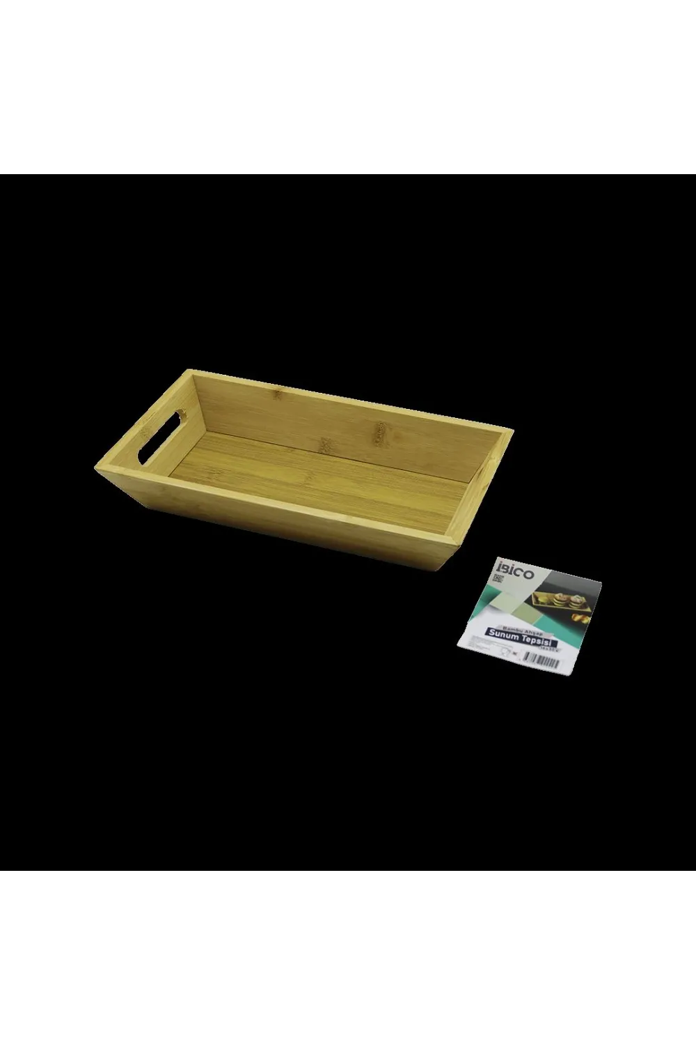 Bambu Dikdörtgen Sunum Tepsisi 16x30x4.5 cm (Çift Kulplu)