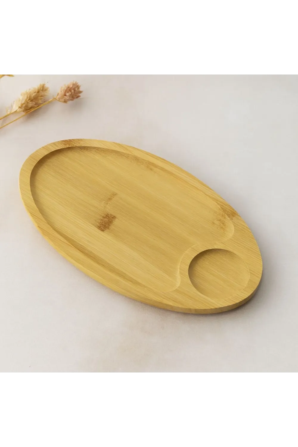 Bambu Oval 2 Bölmeli Mini Servis Tepsisi 25x14x1.4 cm