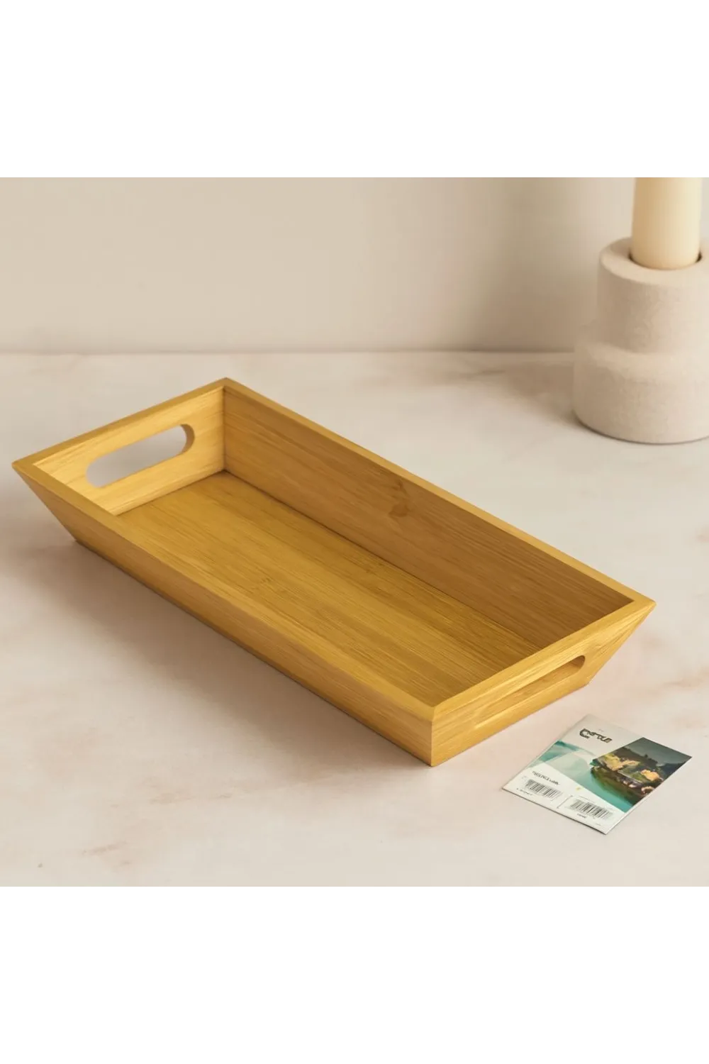 Bambu Sunum Tepsisi 16x35x4.5 cm (Çift Kulplu)