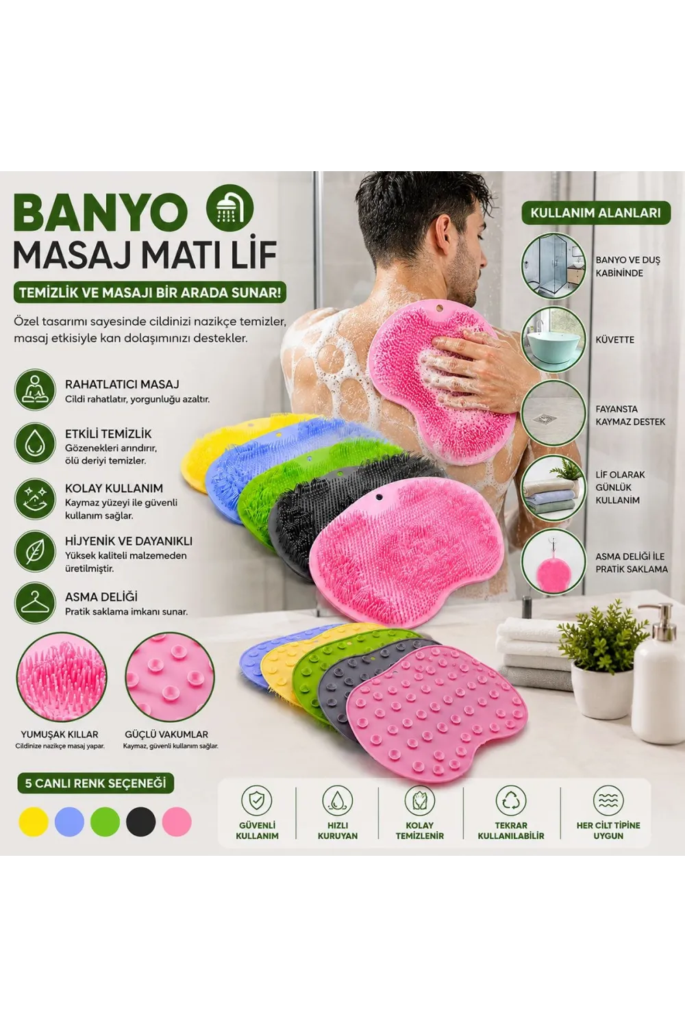 Banyo Masaj Matı Lif 28x100 cm