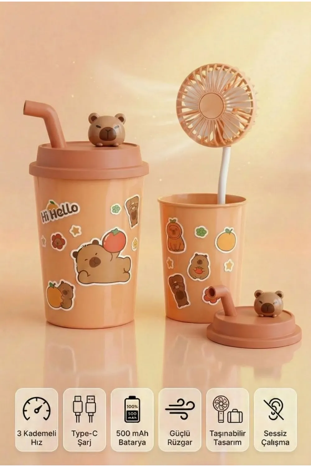 Bardak Model Mini Ayıcıklı Fan