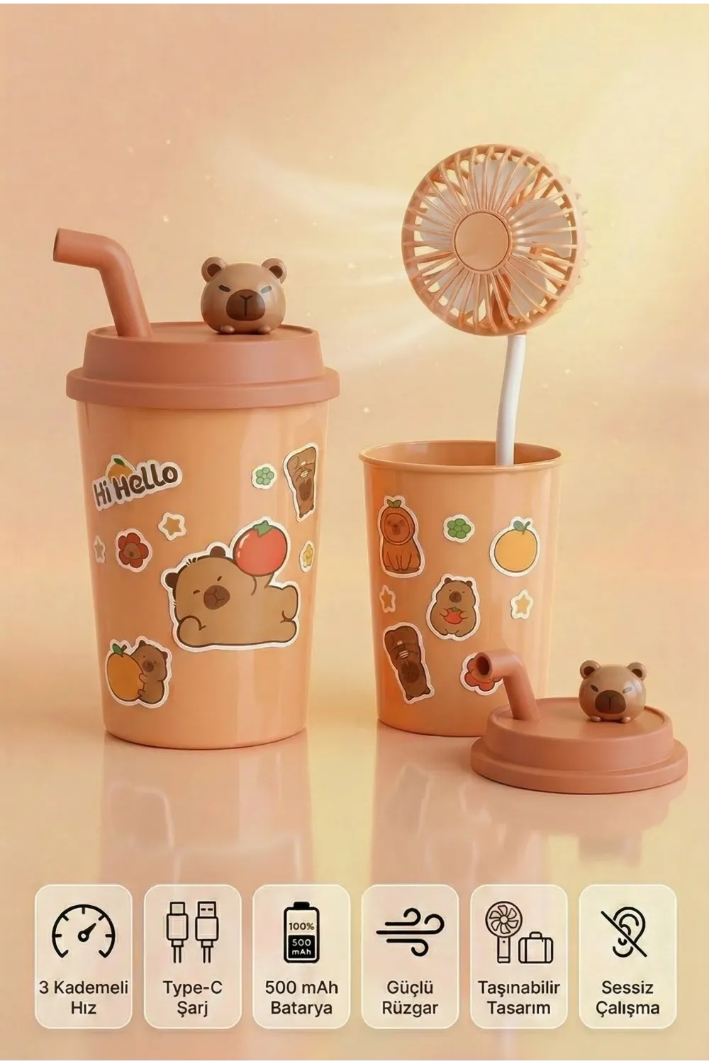 Bardak Model Mini Ayıcıklı Fan