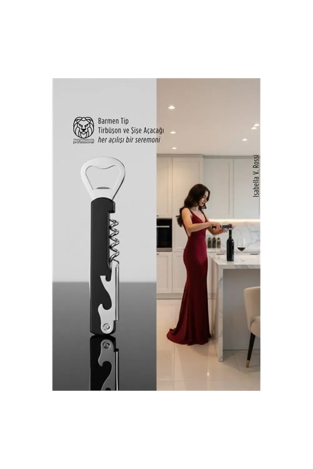 Barmen Tip Çelik Profesyonel Tirbüşon ve Şişe Açacağı Kombine Set 722723