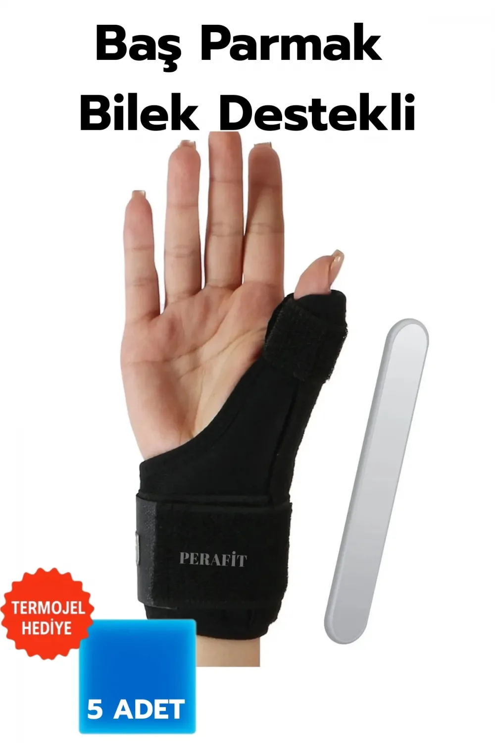 Baş Parmak Ve Bilek Destekli El Bilekliği Metal Atel De Quarvein 5 Termojelli Paket
