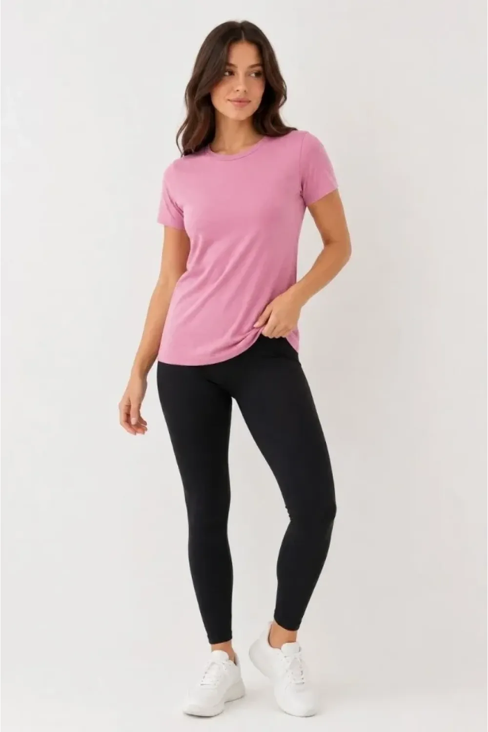 Basic Tişört Bisiklet Yaka Kısa Kol Günlük Yazlık Slim Fit T-Shirt - Pembe