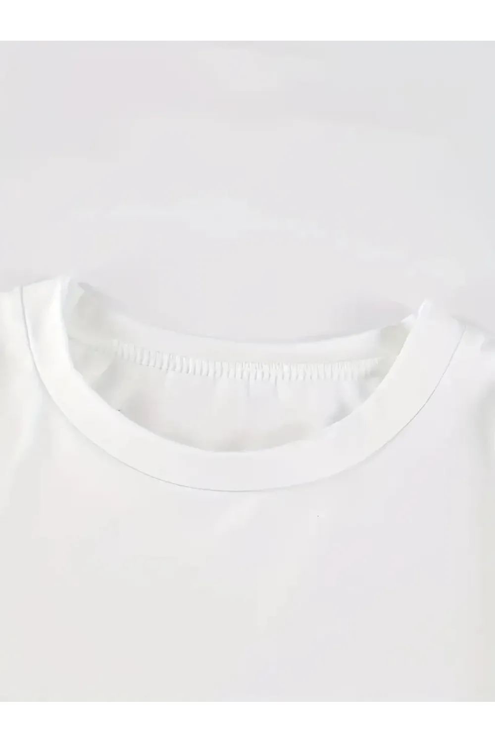 Baskılı Oversize Bisiklet Yaka T-shirt - Beyaz