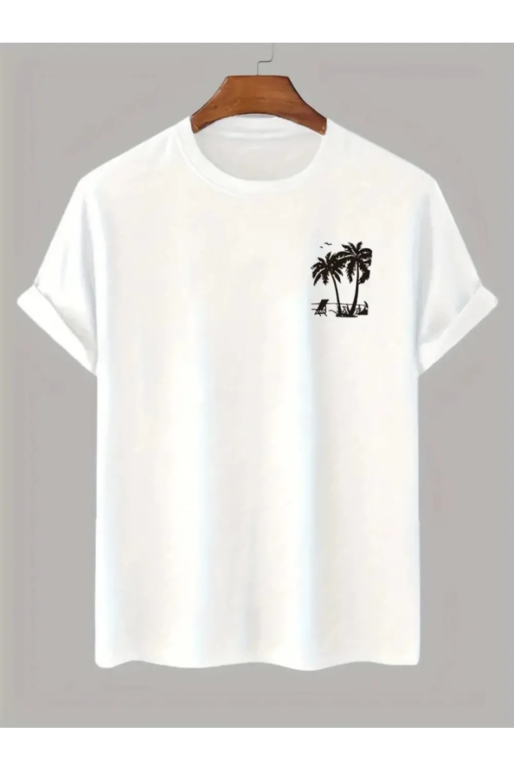 Baskılı Oversize Bisiklet Yaka T-shirt - Beyaz