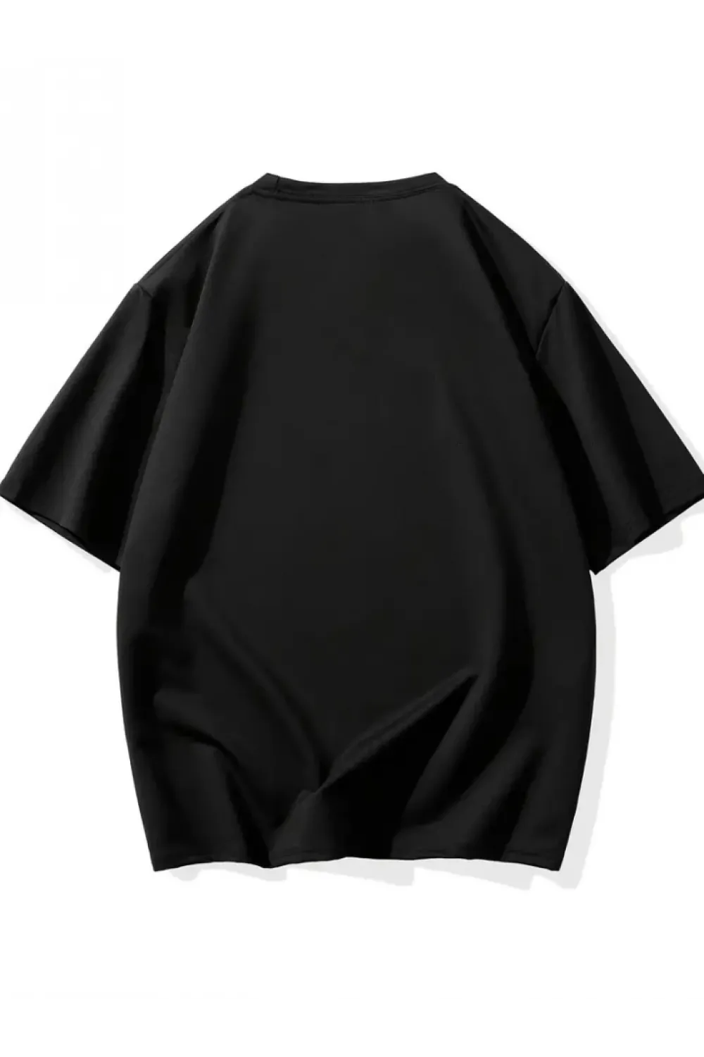 Baskılı Oversize Bisiklet Yaka T-shirt - Siyah