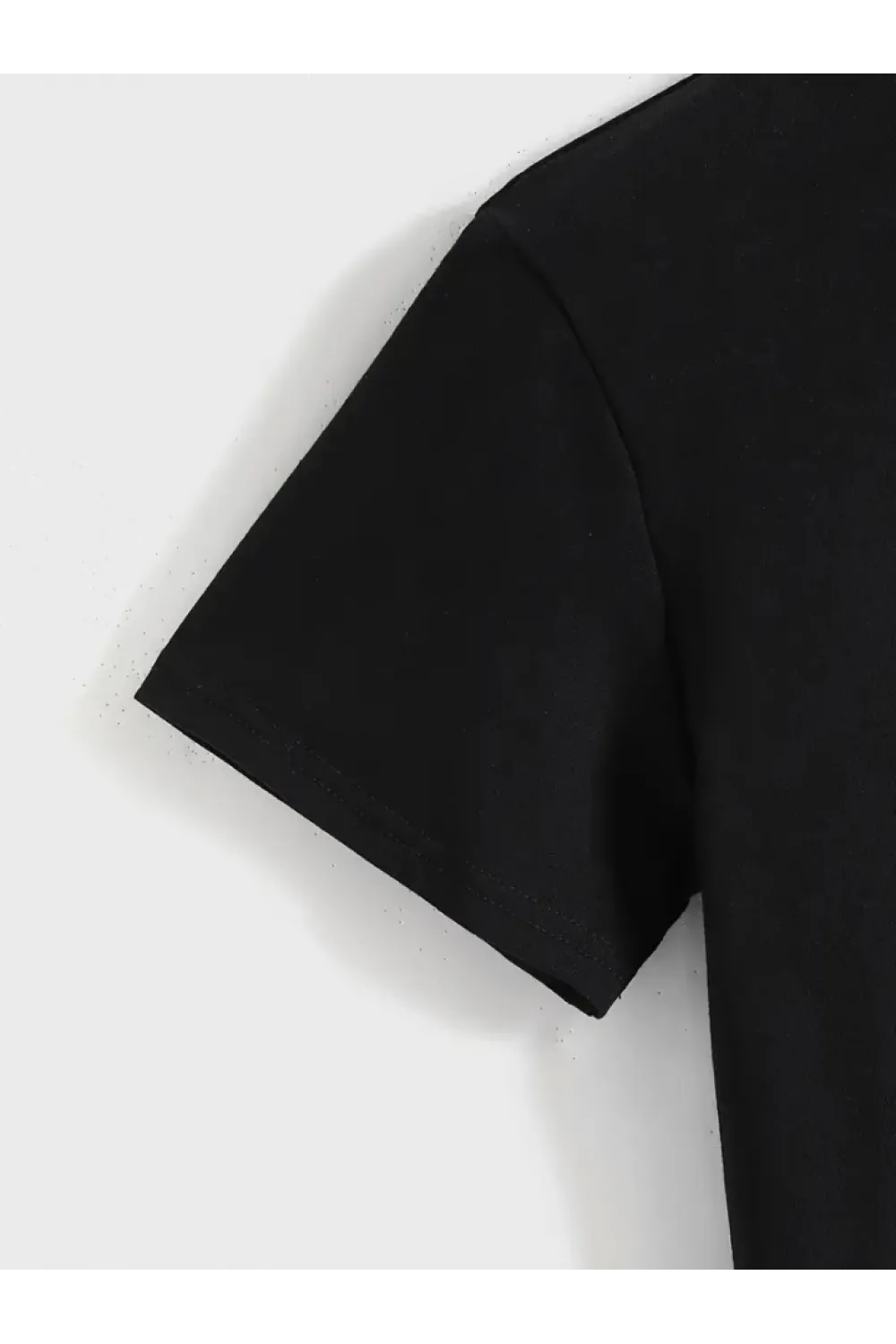 Baskılı Oversize Bisiklet Yaka T-shirt - Siyah