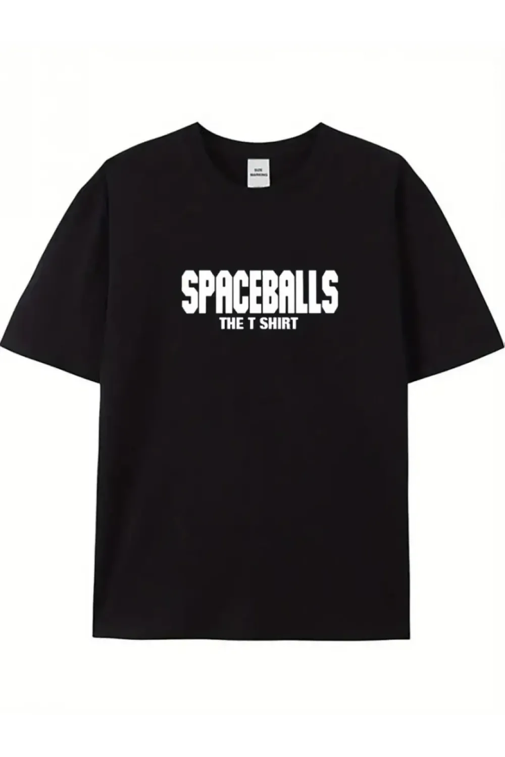 Baskılı Oversize Bisiklet Yaka T-shirt - Siyah