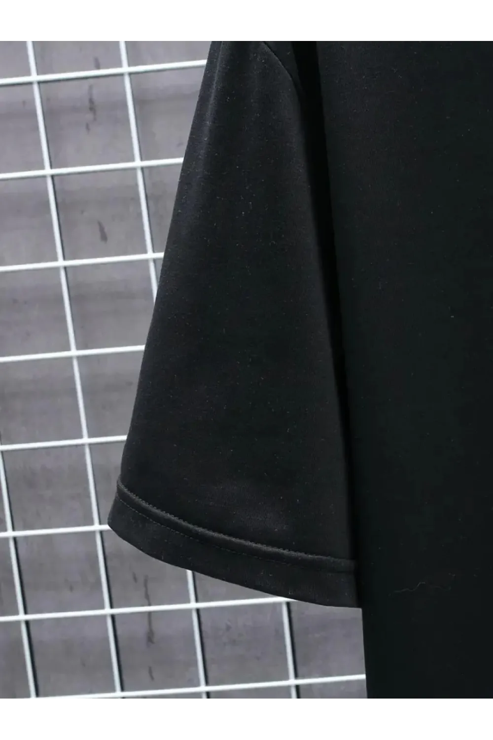 Baskılı Oversize Bisiklet Yaka T-shirt - Siyah