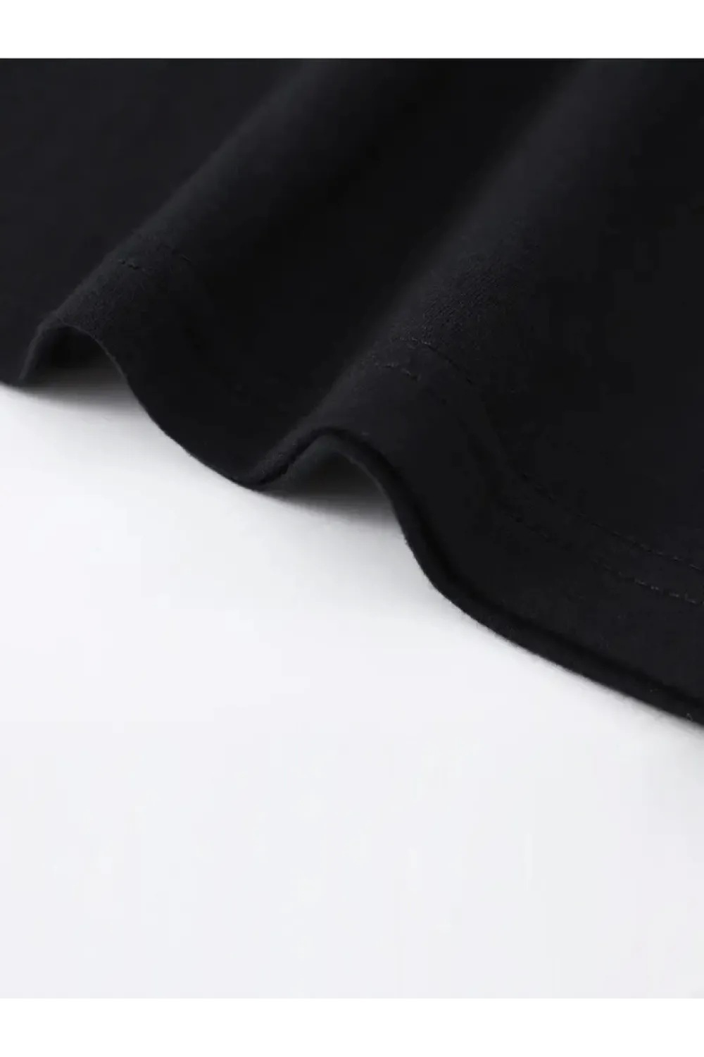Baskılı Oversize Bisiklet Yaka T-shirt - Siyah