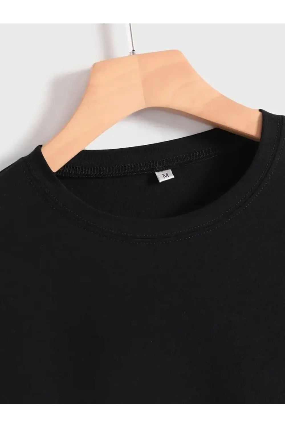 Baskılı Oversize Bisiklet Yaka T-shirt - Siyah