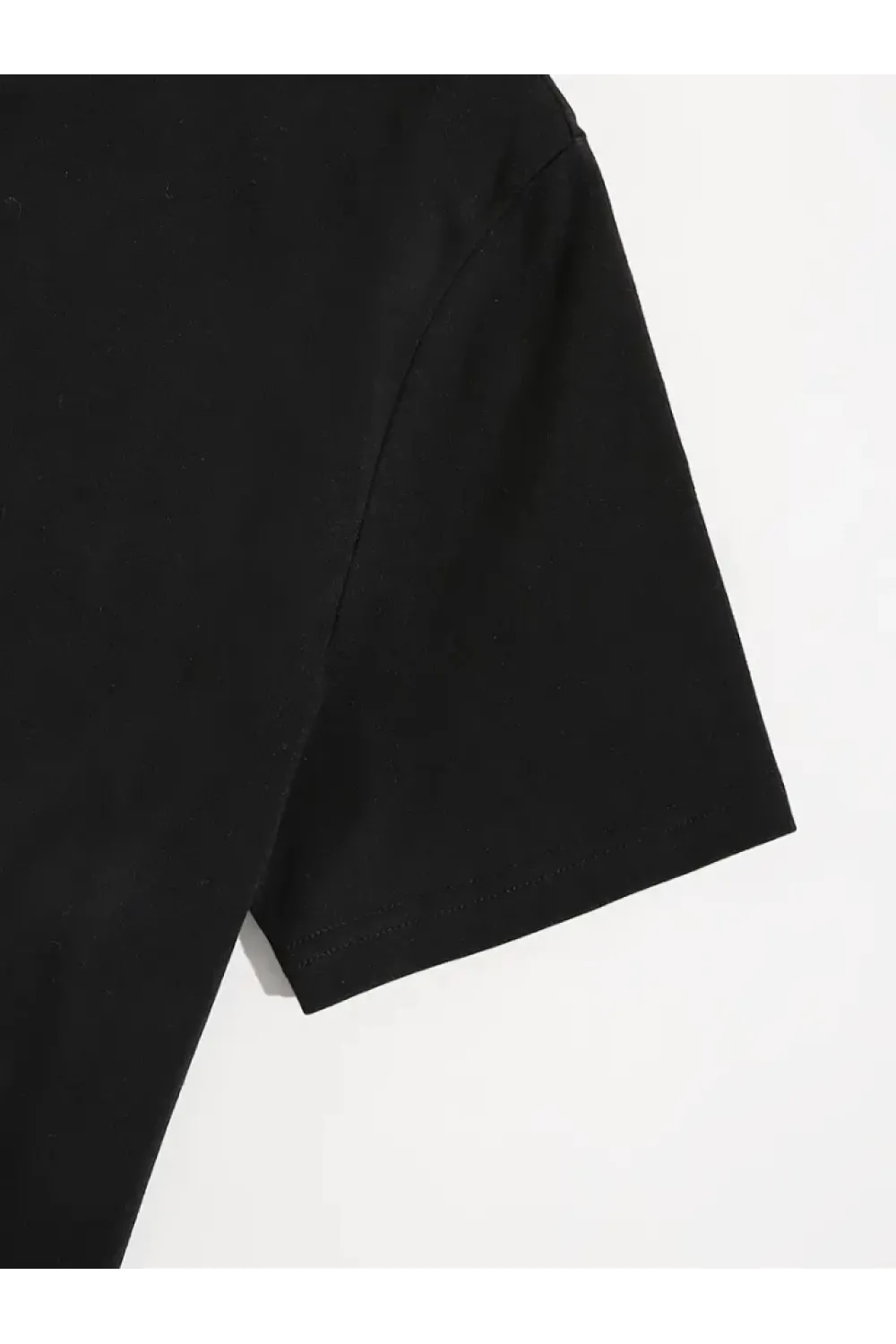 Baskılı Oversize Bisiklet Yaka T-shirt - Siyah