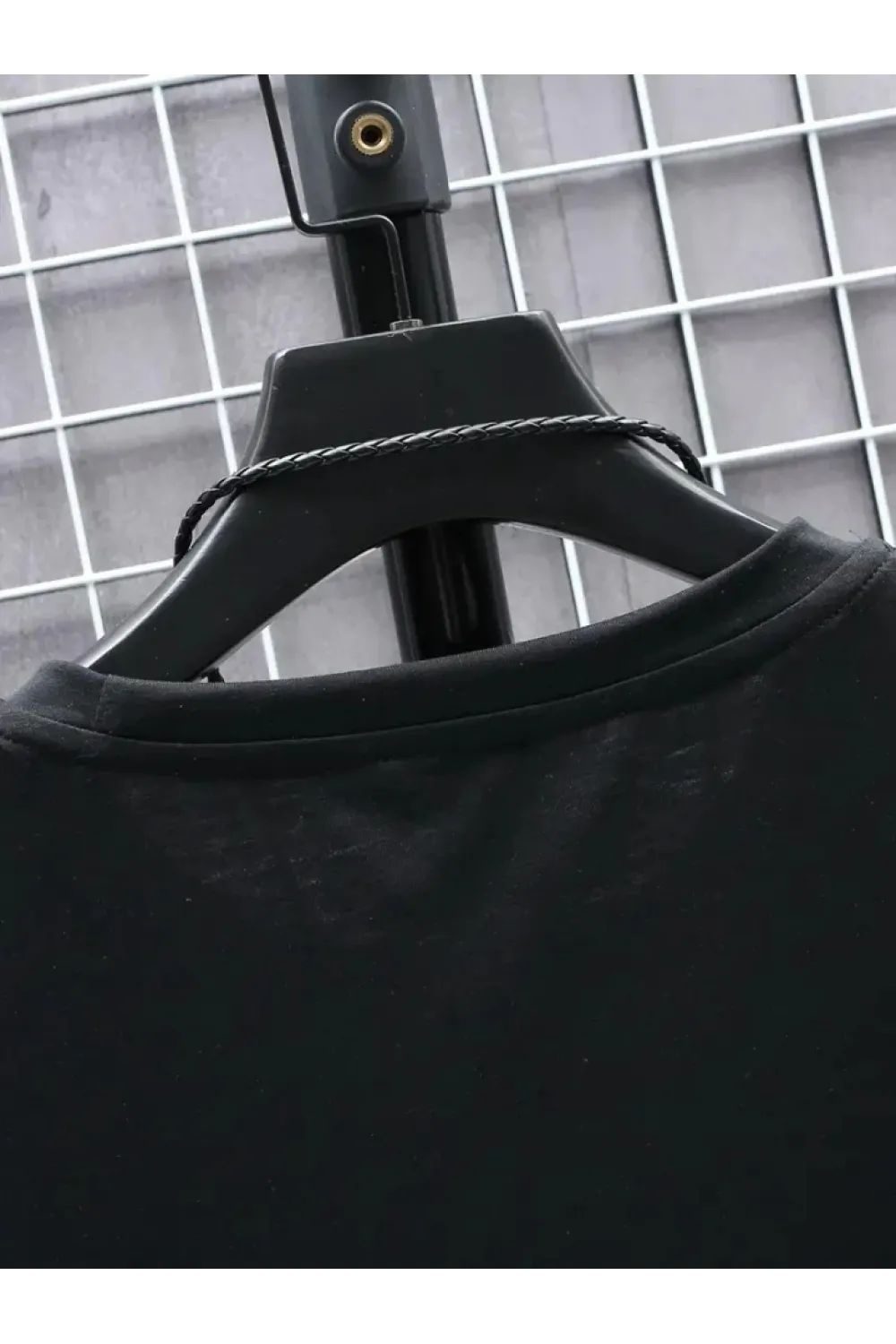 Baskılı Oversize Bisiklet Yaka T-shirt - Siyah