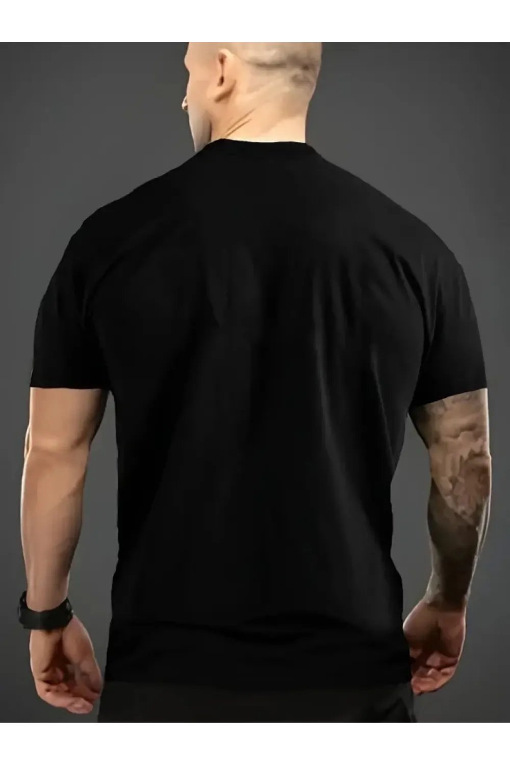 Baskılı Oversize Bisiklet Yaka T-shirt - Siyah