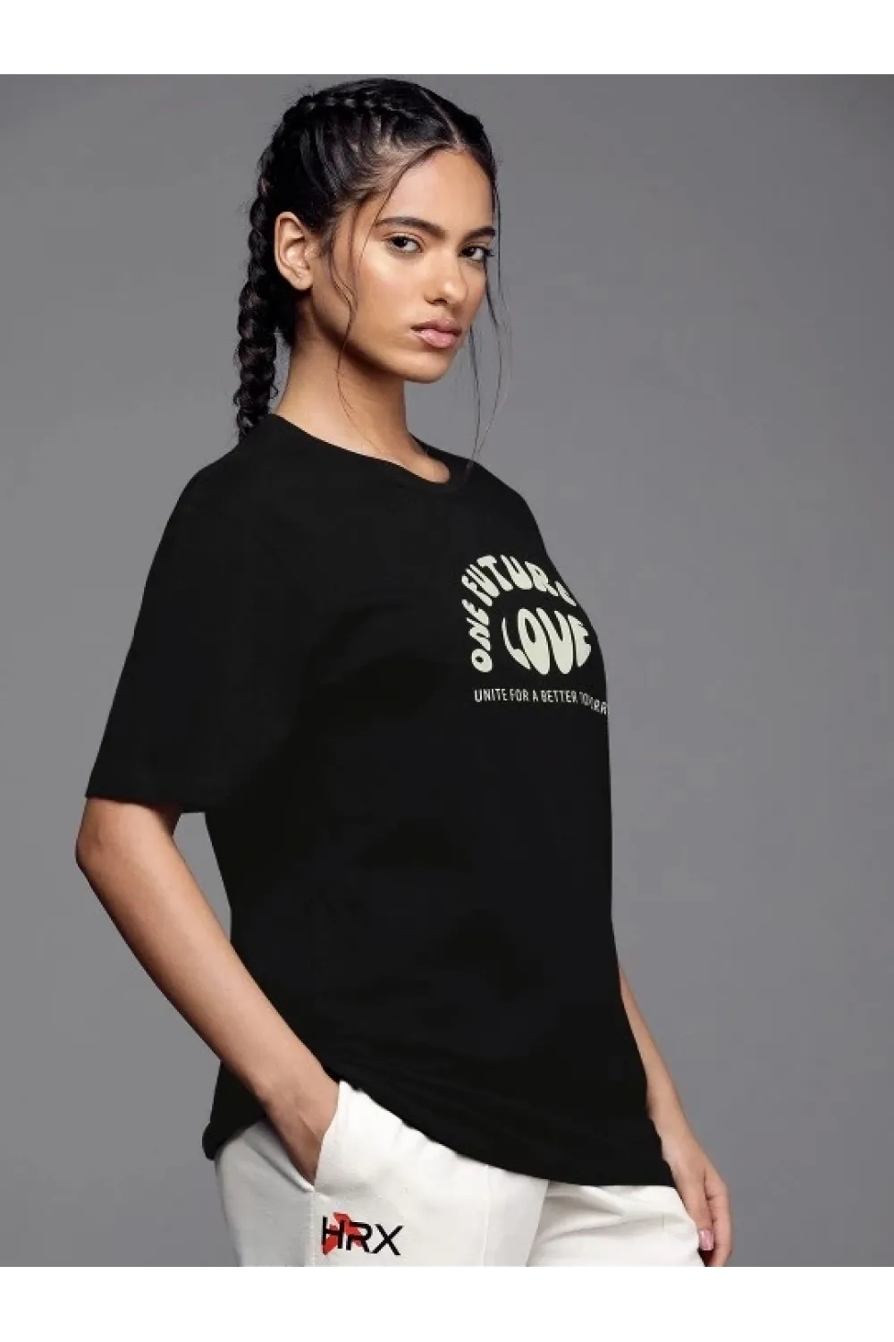 Baskılı Oversize T-shirt - Siyah