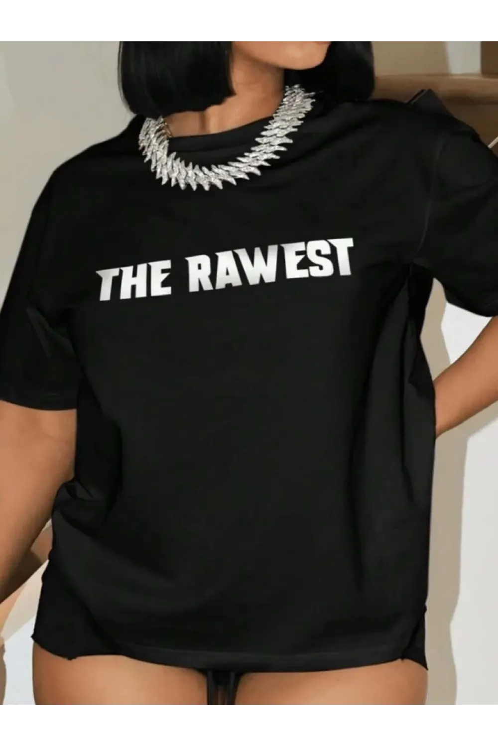 Baskılı Oversize T-shirt - Siyah