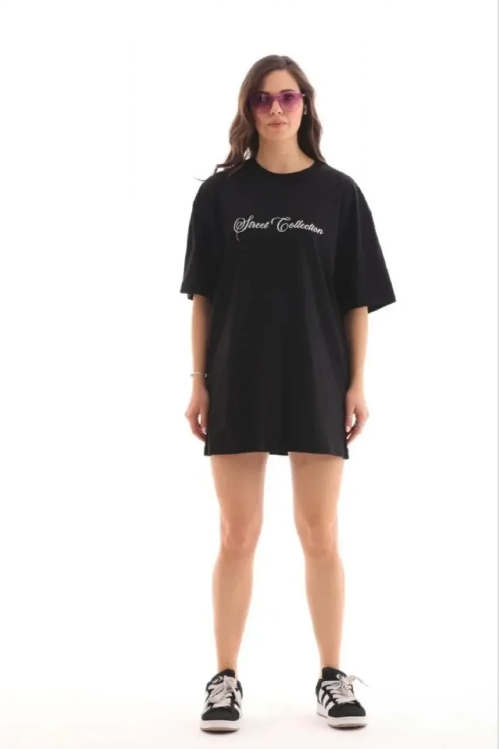 Baskılı T-Shirt Kısa Kol Bisiklet Yaka Regular Rahat Kalıp Günlük Tişört - Siyah