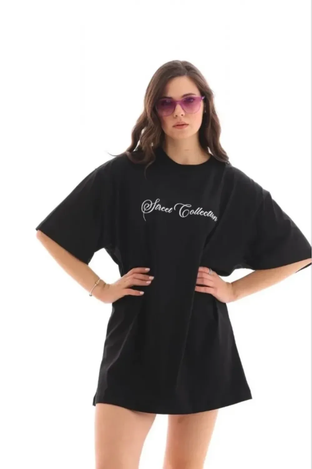 Baskılı T-Shirt Kısa Kol Bisiklet Yaka Regular Rahat Kalıp Günlük Tişört - Siyah