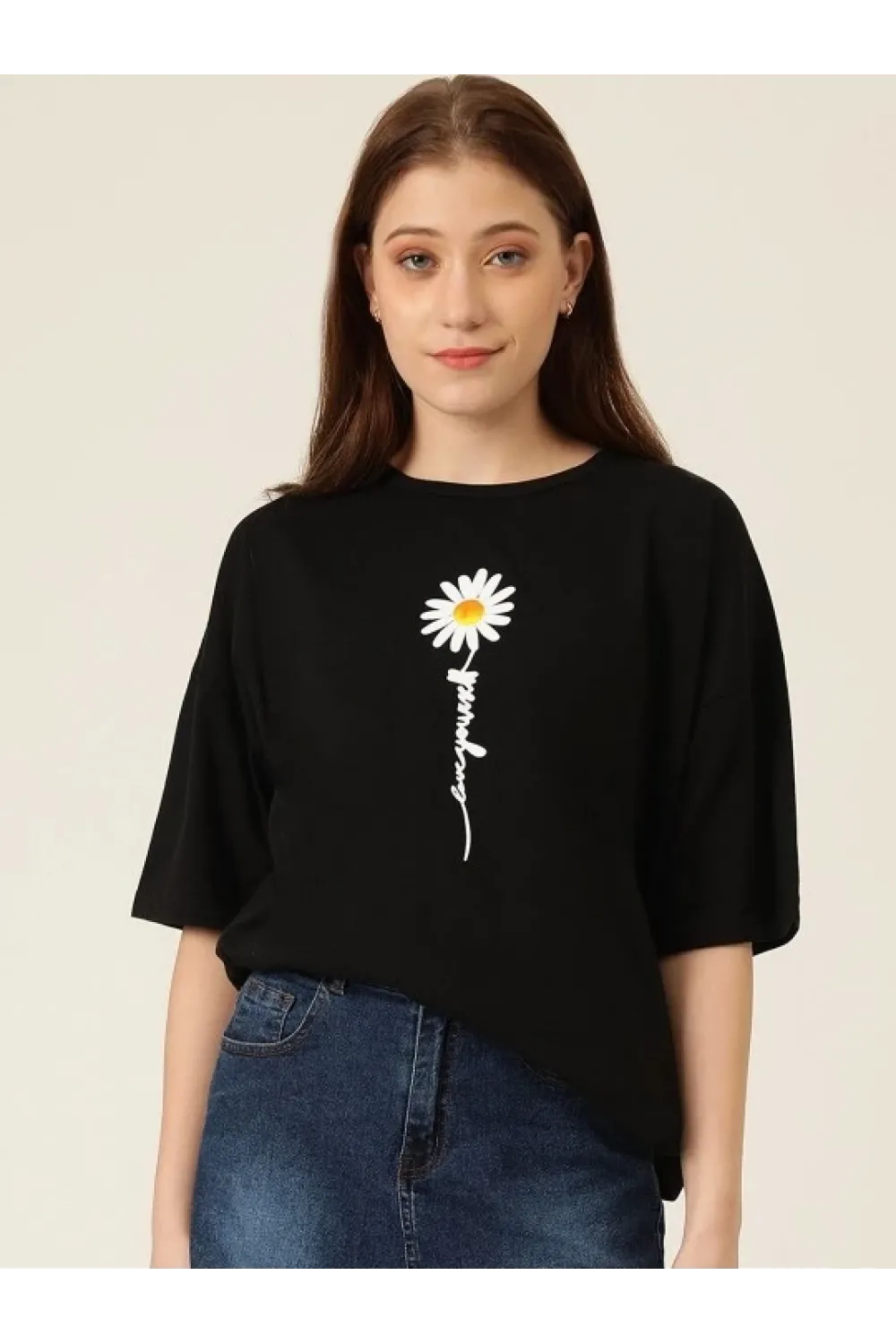 Baskılı T-shirt - Siyah